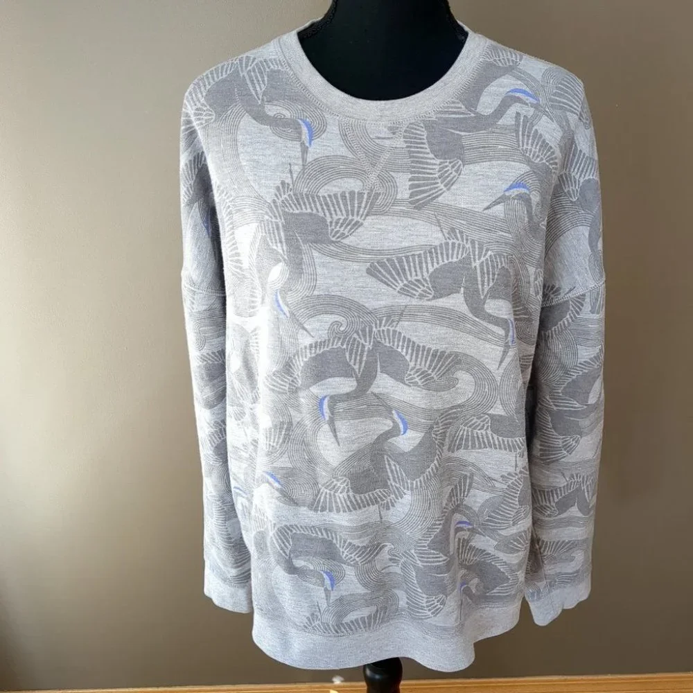 [SOLD] Ted Baker London Crane Graphic Print Pattern Art to Wear Sweatshirt Crew - Picture 2 of 13